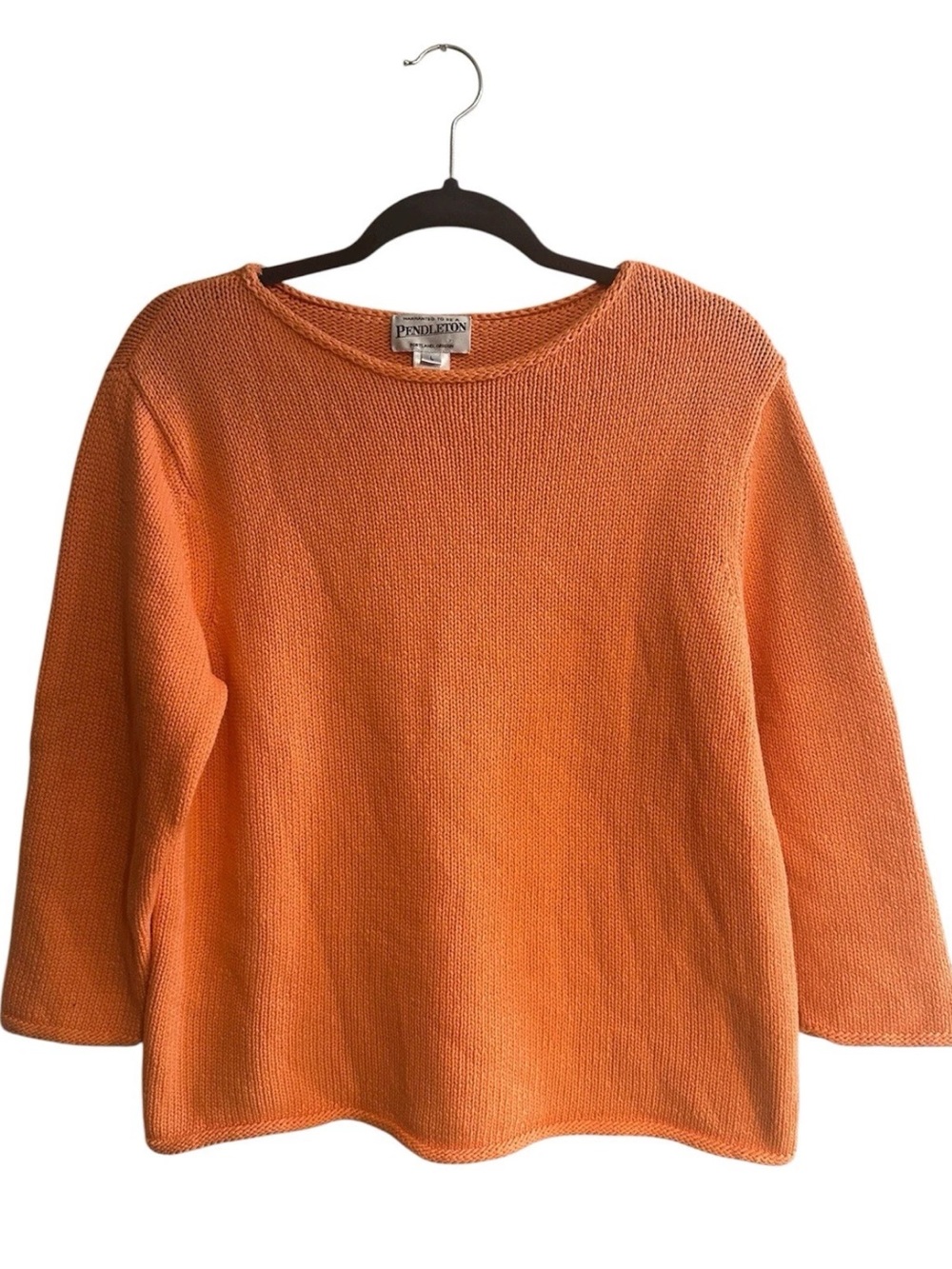 Vintage 80s 90s Pendleton Sweater Pumpkin Orange Women's Large Fall Relaxed Fit